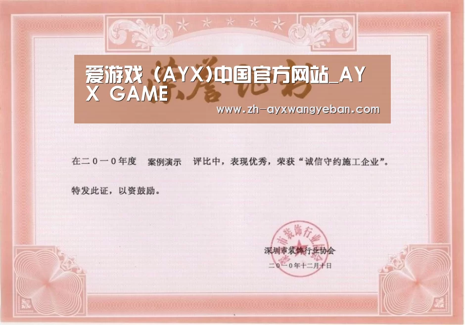ayx爱游戏网页版荣誉证书一(图1)